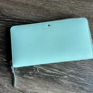 Kate Spade leather zip wallet - mint/seafoam green